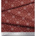 thumbnail image 3 of Soimoi Red polyester Crepe Fabric Seamless Damask Print Sewing Fabric Yard 52 Inch Wide, 3 of 4