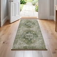thumbnail image 1 of Exenoray Washable Bohemian Rug, Non-Slip Low Pile Printed Carpet, Faux Cashmere Surface, Vintage Green 5*7, 1 of 7