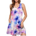 thumbnail image 5 of Ovzne Robes d'Été pour Femmes Robe Décontractée pour Femmes Grande Taille Sans Manches à Col Rond Courte Robe à Fleurs Robe d'Été Liquidation, 5 of 5
