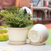 Yrmaups Thickened Flower Pot for Gardening, Plastic Planter with Drainage Tray, Durable Plant Container for Indoor, Outdoor, Home, Garden