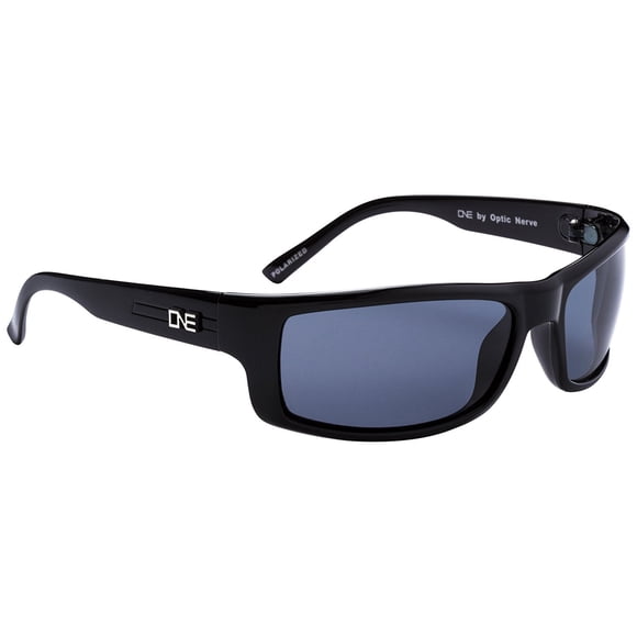 Optic Nerve POLARIZED SPORT FOURTEENER Polarized Active Sunglasses for Men & Women, Shiny Black Frame, Smoke Lens
