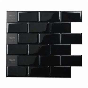 Smart Tiles Peel and Stick Backsplash, 4 Adhesive Tiles, Subway Black, 10,95"x9,7"