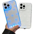 thumbnail image 1 of for iPhone 17 Series Vibrant LED Bowknot Phone Case, Built-in LED Colorful Glowing Cell Phone Cover for Women, Multiple Colors Flash Modes (White, iPhone 17 Pro Max), 1 of 7
