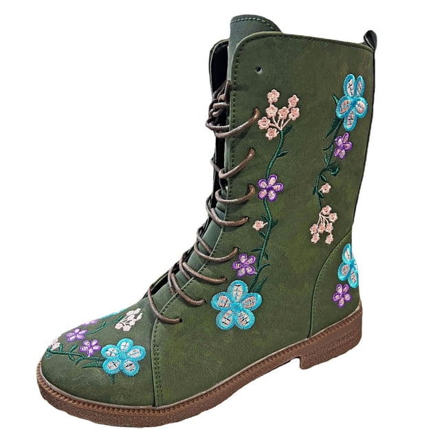 Kcodviy Bottes Longues pour Femmes sur Bottes Femmes Talon Plat Chaussures Talons Décontractés pour Femmes Bottes en Cuir pour Femmes Antidérapantes Bottes pour Femmes