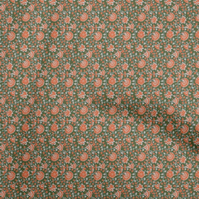 oneOone Velvet Green Fabric Floral Craft Projects Decor Fabric Printed By The Yard 58 Inch Wide