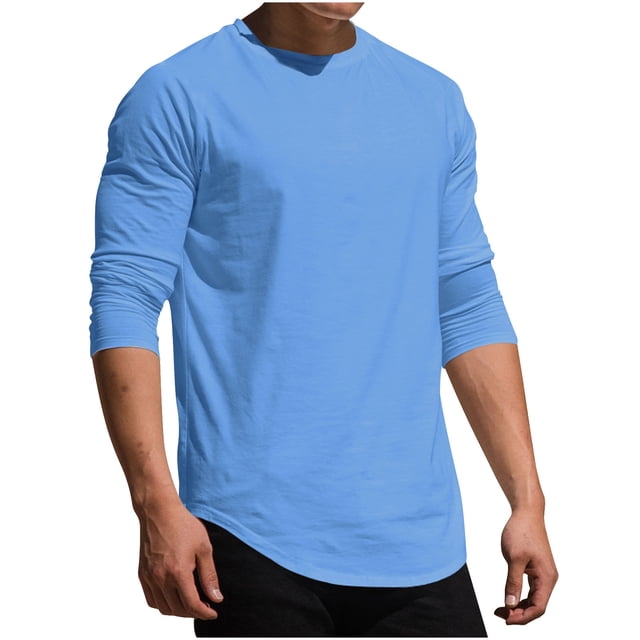 RXIRUCGD Haut Décontracté pour Homme, Col Rond en Tricot, Faux Haut de Sport Décontracté, Haut/chemise à Manches Longues à Col Rond, Bleu Pâle, Taille : 3TG