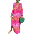 thumbnail image 1 of UKAP Ladies Maxi Dresses Button Down Dress Long Sleeve Loose Party Zebra Print XXL, 1 of 2