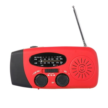 Solar Emergency Hand Crank Weather Radio, Portable Self Powered AM/FM Radios LED Flashlight USB Charger for Camping,red1.23cp