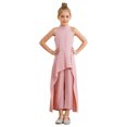 thumbnail image 2 of Mufeng Combinaison Short pour Fille Robe Décontractée Combinaison Sans Manches Pantalon Évasé Pattes d'Éléphant Jupe Asymétrique Rose 12, 2 of 4