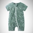 thumbnail image 2 of MIASHUI Toddler Summer Clothes Unisex Baby Boy Girl Rompers Short Sleeve Two Way Zipper Jumpsuits,Green,6-12 Months, 2 of 3