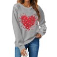 thumbnail image 1 of T-shirt de la Saint-Valentin pour Femmes 2024, Chandails à Col Rond, T-Shirts Décontractés avec Cœur, T-Shirts Graphiques Amples à Manches Longues, Chandails à Enfiler, Hauts Mode pour les Fêtes, T-Shirt, 1 of 3