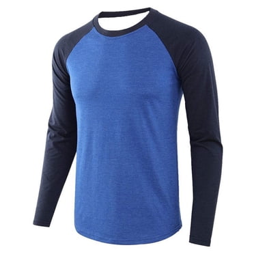 Ketyyh-chn99 Men's Casual Pullover Sweatshirts Fall Clothes Men's Casual Sports Crew Neck Color Matching Long Sleeved T Shirt Blue,L