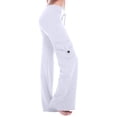 thumbnail image 3 of XZNGL Workwear Pants for Women, Elastic Waist with Button Closure, Side Pockets, Straight Wide Leg, Low Rise, Solid Color, Polyester Spandex Blend, 3 of 10