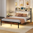 thumbnail image 2 of Gymax Full Size Bed Frame w/LED Light & Charging Station Heavy Duty Metal Platform Bed, 2 of 9