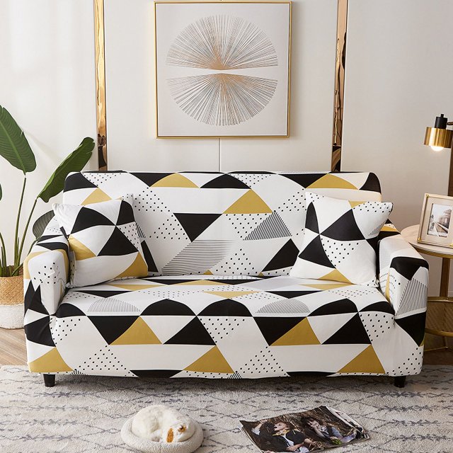 TFixol Elastic Sofa Slipcover with Free Pillowcase, Durable Polyester Fabric, Multicolor Design, Fits 145-185cm Double Seats, Easy Installation Included