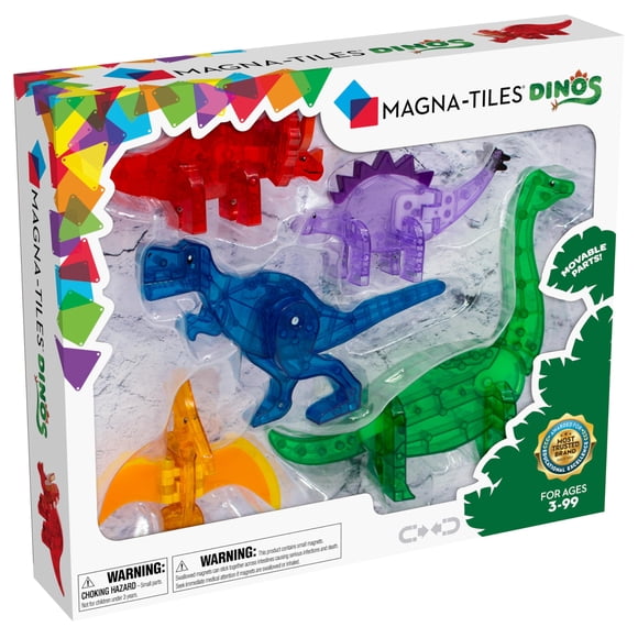 MAGNA-TILES Dinos Ensemble de Construction Magnétique de 5 Pcs, la Marque de Construction Magnétique Originale