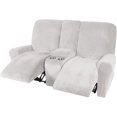 thumbnail image 4 of CHOK 2024 Housse de Causeuse Inclinable avec Console Centrale Housse Extensible en Velours pour Fauteuil Inclinable 2 Places avec Porte-Gobelet, 4 of 10