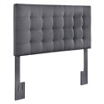 thumbnail image 1 of Mid-Century Modern Grid Tufted Full or Queen Headboard in Charcoal Gray Fabric, 1 of 8