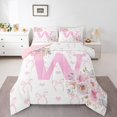 thumbnail image 2 of Erosebridal Ensembles de Literie Initiale A-Z de Rêve Très Grand avec Couette, Insert de Couette Lettre Initiale W, Déco Rose Rose, Réversible 3 Pcs, 2 of 8