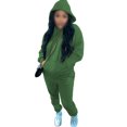 thumbnail image 3 of MAWCLOS Ensemble de Survêtement Deux Pièces pour Femmes Ensemble de Jogging à Manches Longues à Capuche Vert 3TG, 3 of 4