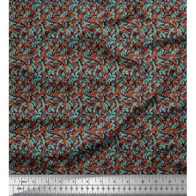 Soimoi polyester Crepe Fabric Two Tone With Grey Camouflage Decor Fabric Printed Yard 52 Inch Wide