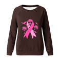 thumbnail image 4 of QATAINLAV Chandail de Sensibilisation au Cancer du Sein pour Femmes, Chemises à Ruban Rose, Chandail Décontracté à Col Rond, Hauts à Enfiler, Blouse à Manches Longues d'Extérieur, Ventes du Jour, Brun TG, 4 of 5