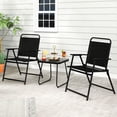 thumbnail image 2 of Gymax 3-Piece Patio Furniture Set Folding Fabric Chairs & Marble-Like Top Coffee Table, 2 of 10