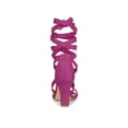 thumbnail image 2 of BLISSFUL STEP Women's Sandals Solid Color Mid Block Heels Lace up Sandals Hot Pink 6.5, 2 of 7