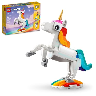 LEGO Creator 3 in 1 Magical Unicorn Toy Transforms to Seahorse or Peacock 31140, Rainbow Animal Figure, Unicorn Gift for Girls and Boys, Buildable Toys Make Great Stocking Stuffers for Kids