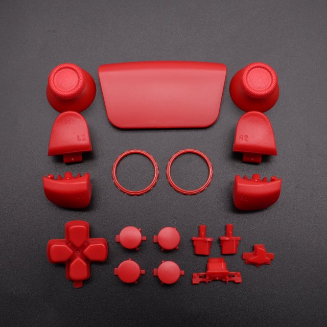 Ensemble de Boutons de Remplacement D-Pad L1 R1 L2 R2 Bouton de Déclenchement Touche Anneau d'Accentuation pour Manette PS5 V3.0 BDM-030 Rouge