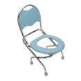 thumbnail image 1 of Chaise Pliante Commode, Acier Inoxydable, Base Antidérapante, avec Panneau, pour Voyage, 1 of 7