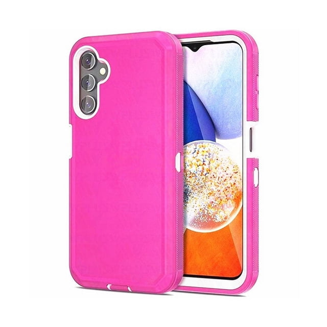 Samsung Galaxy S23 FE Étui Protecteur Rigide de Couleur Rose Vif, Conçu avec une construction à Armure Triple Couche pour une protection Robuste. Comprend des Coins Renforcés, des Bords Surélevés et des Découpes Précises pour les Boutons et les ports. Comprend une Prise Antipoussière pour le port de Chargement et Offre une Résistance aux Égratignures, aux Chutes et à la Poussière.