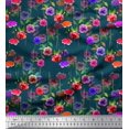 thumbnail image 1 of Soimoi Tissu en Velours Feuilles & Roses Imprimé Floral 1 Yard 58 Pouces de Large, 1 of 3