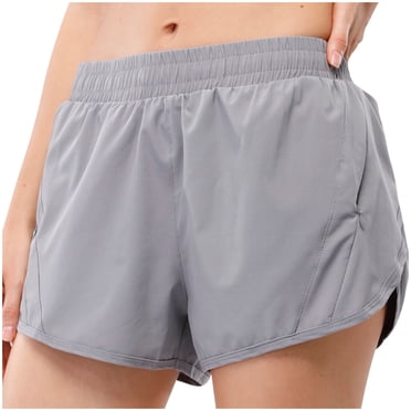 Timegard Workout Shorts for Women Wide Leg Elastic Waisted Drawstring Running Gym Shorts with Zipper Pockets