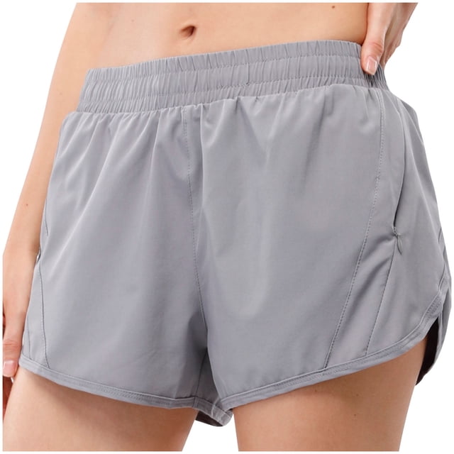 Yuyuzo Womens Workout Shorts High Waisted Athletic Running Active Sweat Shorts with Zipper Pockets