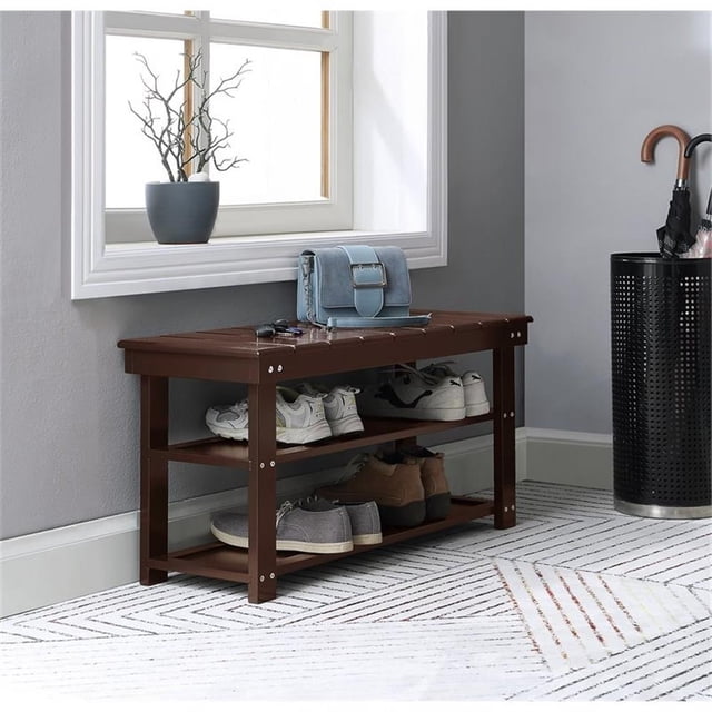 Convenience Concepts Oxford Utility Mudroom Bench in Espresso Wood Finish