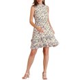 thumbnail image 1 of INSPIRE CHIC Robes en Mousseline pour Femmes CHIC à Smocks Robe Mini Trapèze Sans Manches à Fleurs TG Jaune Violet, 1 of 7