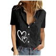 thumbnail image 1 of EQWLJWE Chemises pour Femmes Liquidation Femmes Manches Courtes Décontracté Femmes Imprimé Manches Courtes Ample Bouton Col Rabattu Chemise Blouse Unie, 1 of 6