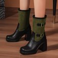 thumbnail image 5 of B91xZ Bottes Chelsea à Plateforme pour Femmes Mode Talon Bas Fermeture Éclair Mi-Mollet Chaussures, Vert 6.5, 5 of 5