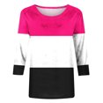 thumbnail image 4 of CEHVOM T-shirt Mode Imprimé pour Femmes Manches 3/4 Blouse Col Rond Hauts Décontractés Liquidation, 4 of 5