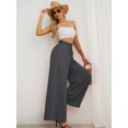 thumbnail image 2 of Showmall Women's Wide Leg Palazzo Pants, High Waist Drawstring, Gray, XL, 2 of 8