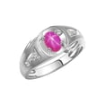 thumbnail image 3 of RYLOS Men's Rings Sterling Silver Rings Classic Designer Style 8X6MM Oval Gemstone & Diamond Ring Star Ruby July Birthstone Rings For Men Size 8, 3 of 7