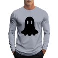 thumbnail image 3 of YOIAVAIOY T-Shirts à Imprimé Effrayant pour Hommes à Manches Longues, Chandail Graphique à Enfiler, T-Shirt Léger à Col Rond, Hauts Stylés d'Automne, Gris TTG, 3 of 6