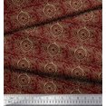 thumbnail image 3 of Soimoi Red polyester Crepe Fabric Print Block Printed Craft Fabric by the Yard 42 Inch Wide, 3 of 3