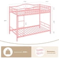 thumbnail image 2 of Ourlova Twin Over Twin Metal Bunk Bed with Ladder and Guardrails- Heavy Duty- 400 Lbs Capacity- No Box Spring Needed- Easy Assembly- Pink - Space-Saving Children Bed, 2 of 7