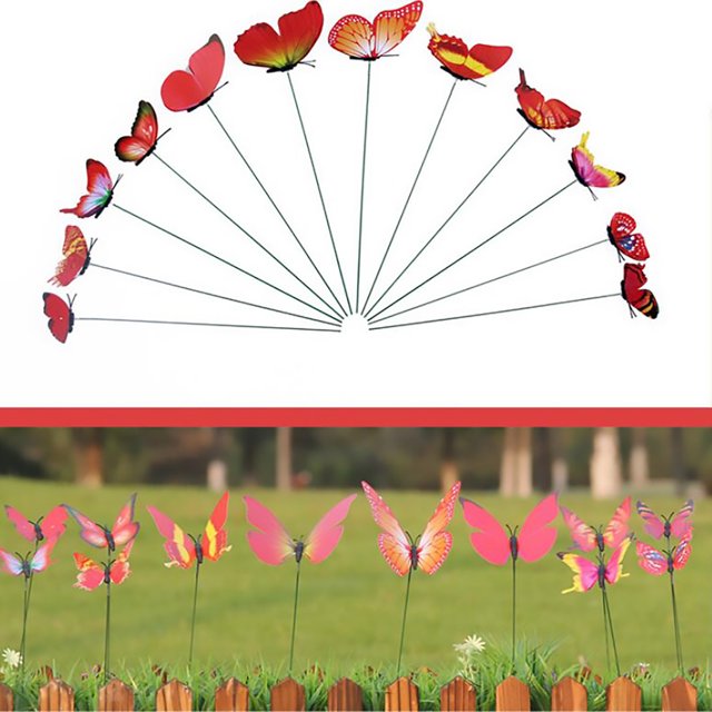 RXIRUCGD Plunger Simulation Butterfly Flower Pot Vase Gardening Bonsai Green Plant Decora
