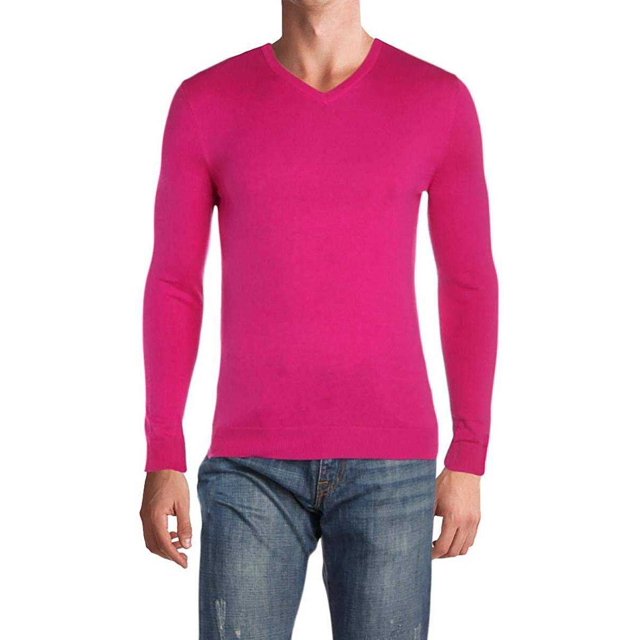 Alfani Chandails à Col en V pour Hommes, Coupe Régulière, Framboise Mûre, TTG