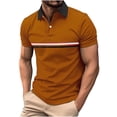 thumbnail image 1 of Mefallenssiah Man'S Button Short Sleeved Cardigan Lapel Splice Sports Shirt Base Shirt, 1 of 1