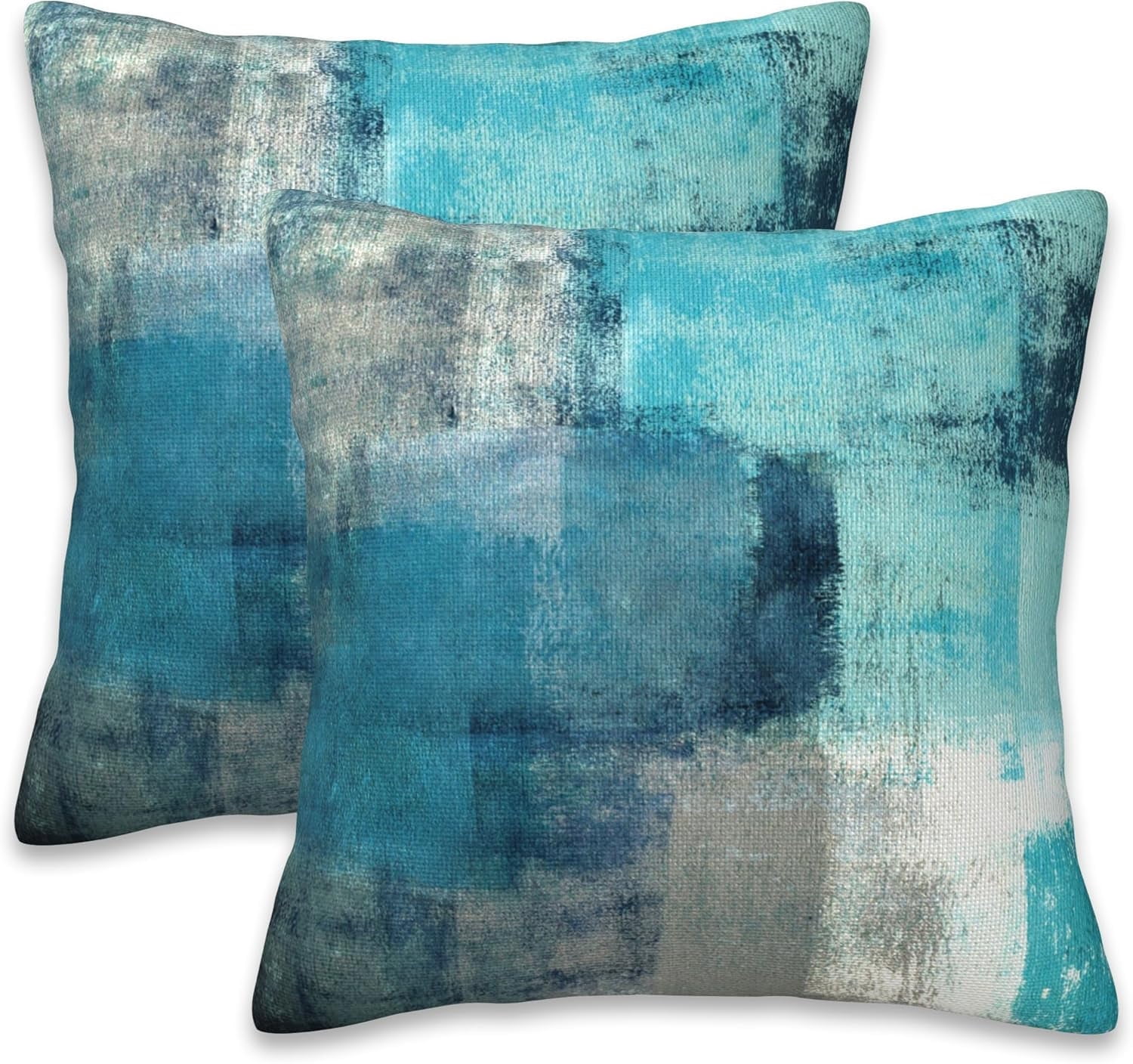 Throw Pillow Cover Case Turquoise and Grey Abstract Pillow Covers 20x20 Inch Set of 2,Soft Decorative Throw Pillow Case for Living Room Bedroom Sofa Couch Cushion Covers