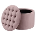 thumbnail image 1 of Ottomane de Rangement en Velours Rose Poudré Queen, 1 of 5